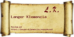 Langer Klemencia névjegykártya